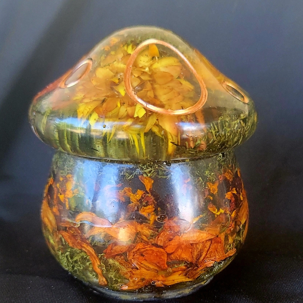 Handcrafted Mushroom Resin Art Jar